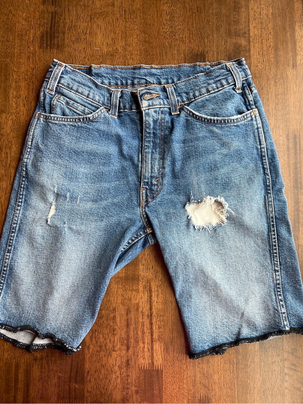 Levi's Light Blue Distressed Denim Shorts